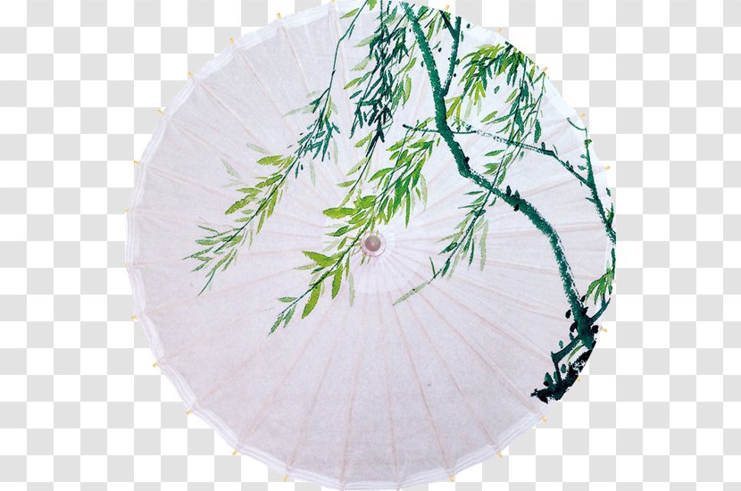 Oil-paper Umbrella - Old Age - Willow On Paper Transparent PNG