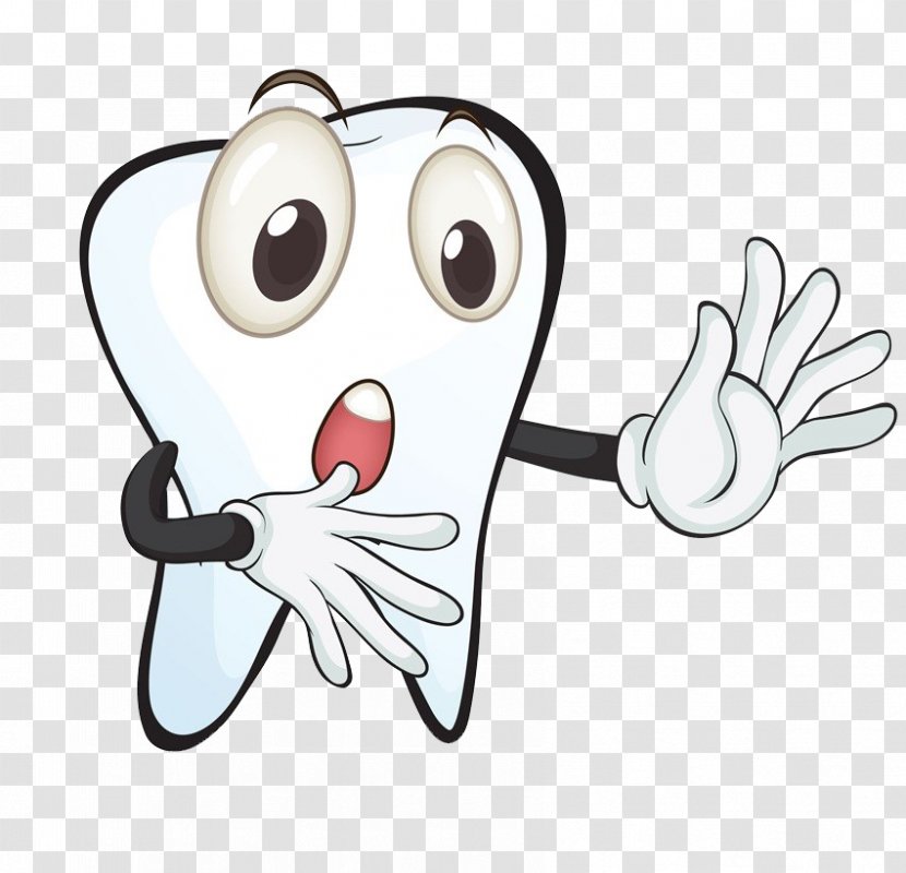 Tooth Clip Art - Cartoon - Waving Rejected Teeth Transparent PNG