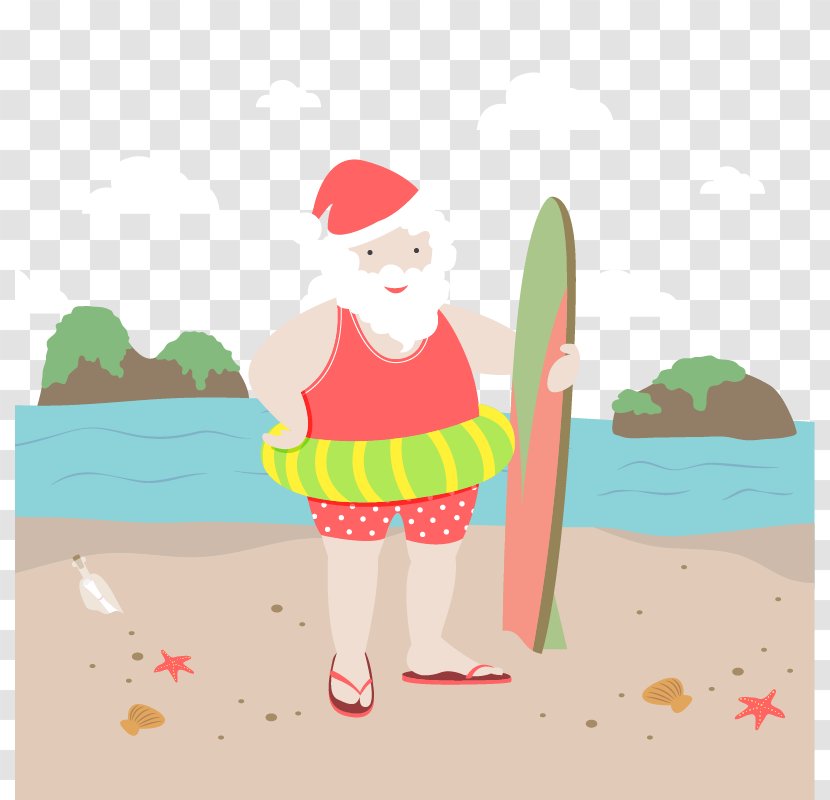 Santa Claus Beach Seaside Resort - Holiday - The Of Vector Transparent PNG