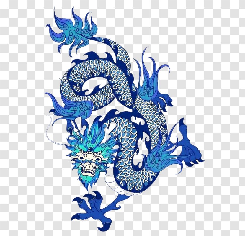 Budaya Tionghoa Blue And White Pottery Chinese Dragon Motif - Poster - Totem Style Transparent PNG