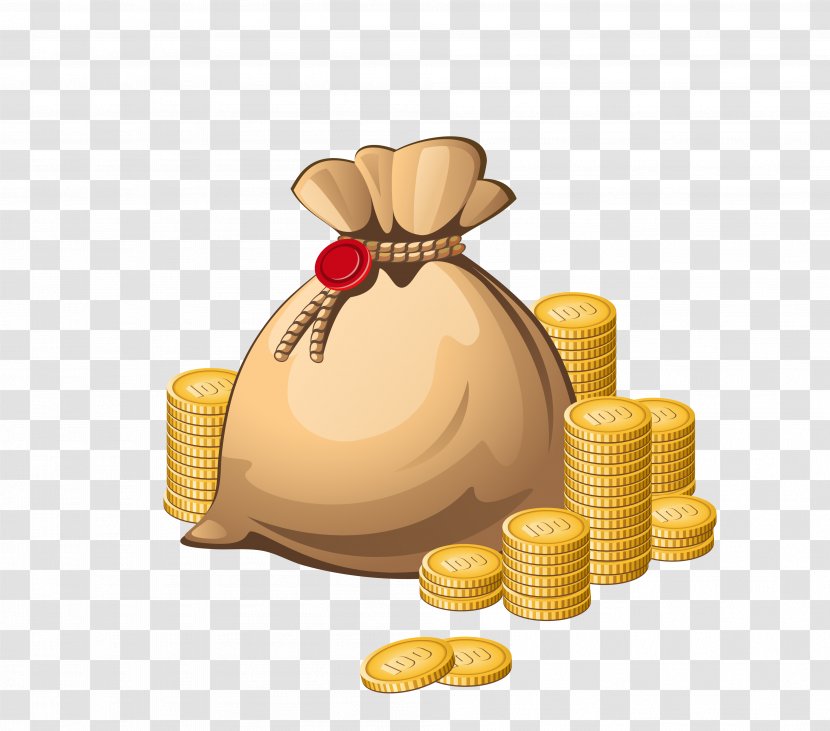 Money Bag Royalty-free Clip Art - Food - Vector Yellow With Gold Coins Transparent PNG