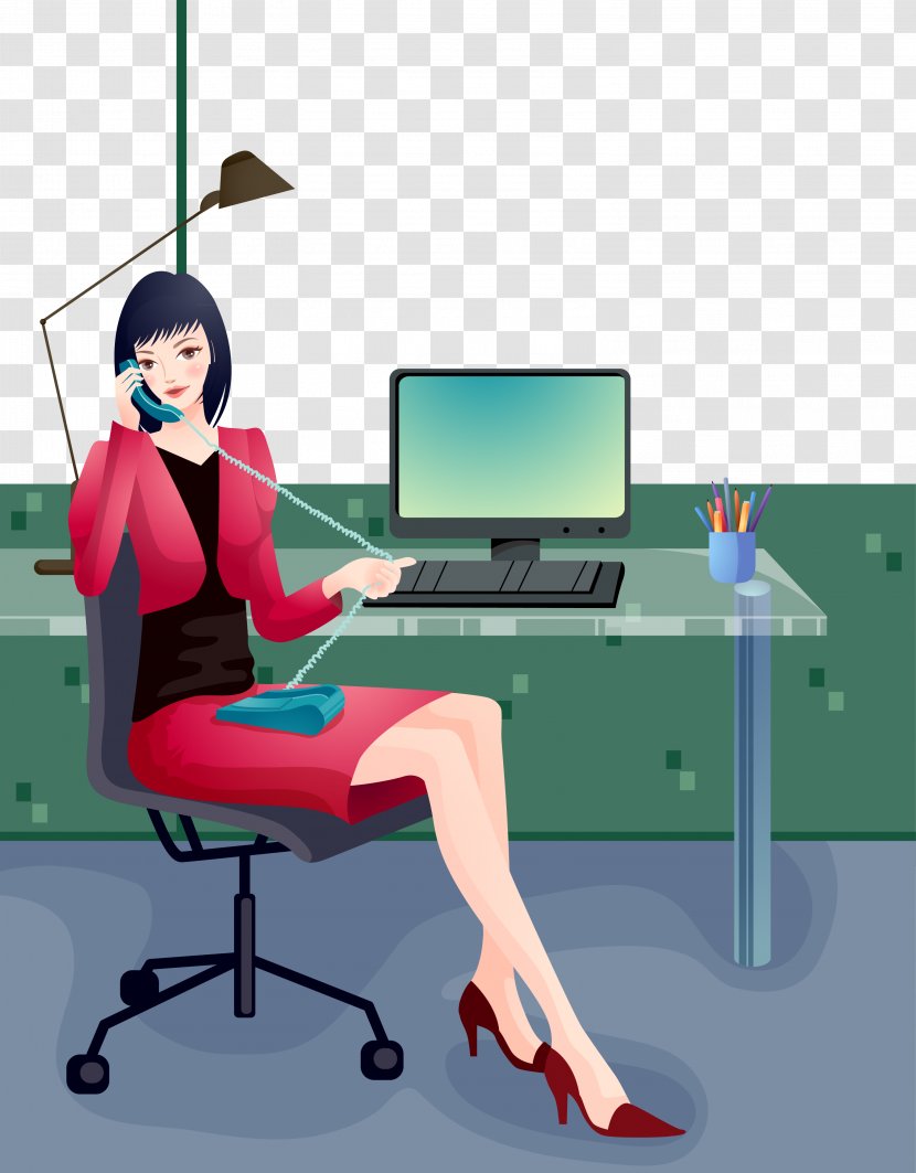 Cartoon Woman Computer File - Flower - Vector Beauty Business Lady Transparent PNG
