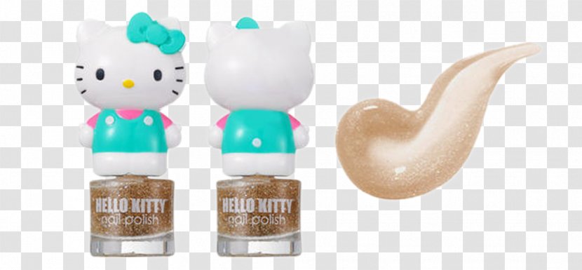 Hello Kitty Cat - Gold Nail Polish Transparent PNG