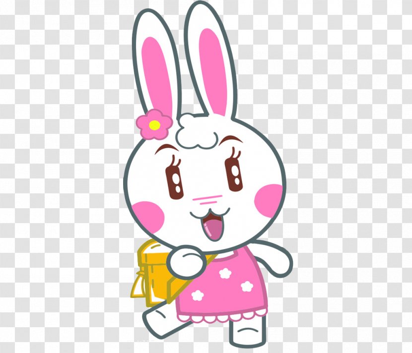 Cartoon Cuteness Animation - Mammal - Pink White Rabbit Transparent PNG