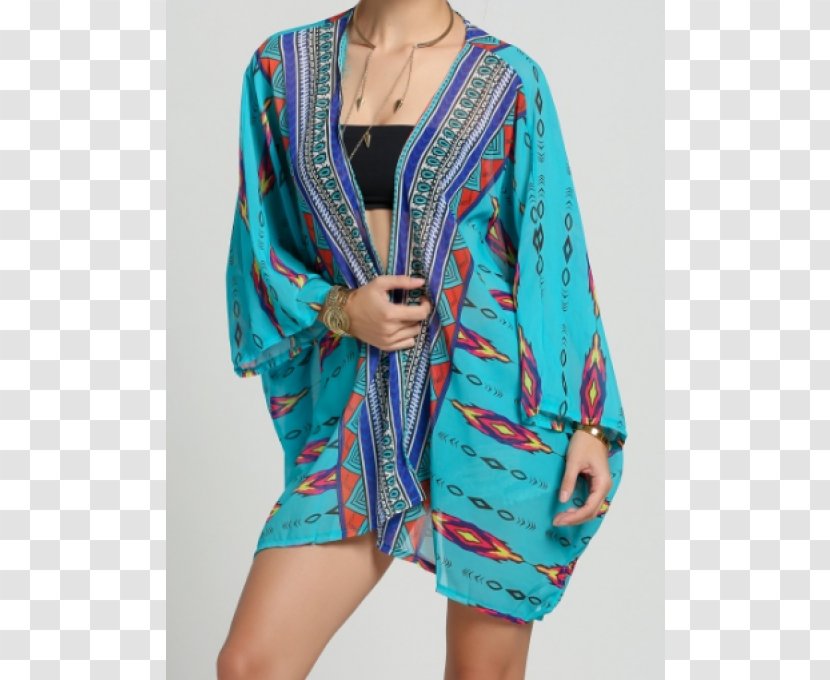 Kimono Sleeve Dress Cardigan Collar - Seethrough Clothing Transparent PNG