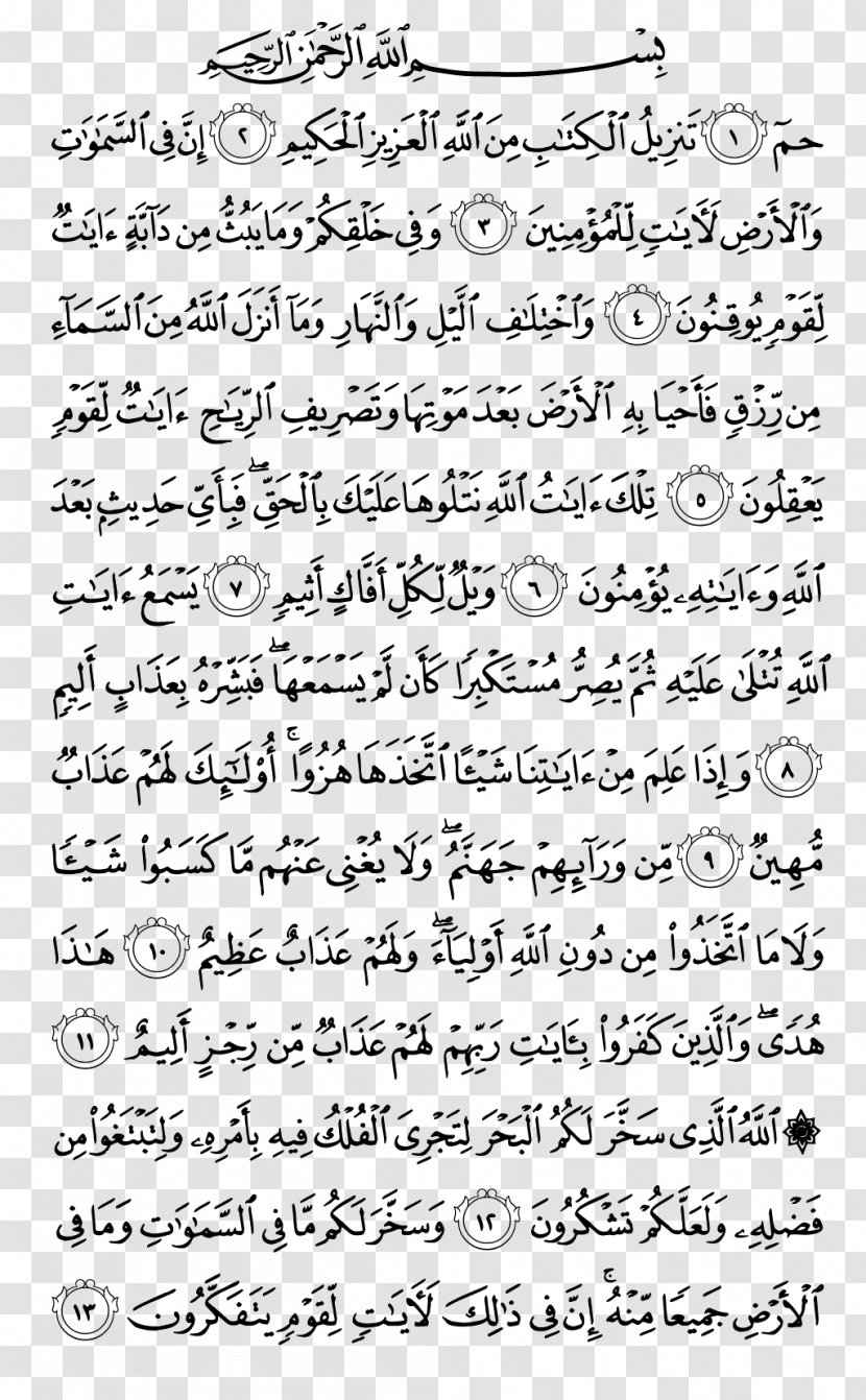 Quran Al-Jathiya Surah Ayah Al-Baqara - Handwriting - Al Mulk Transparent PNG