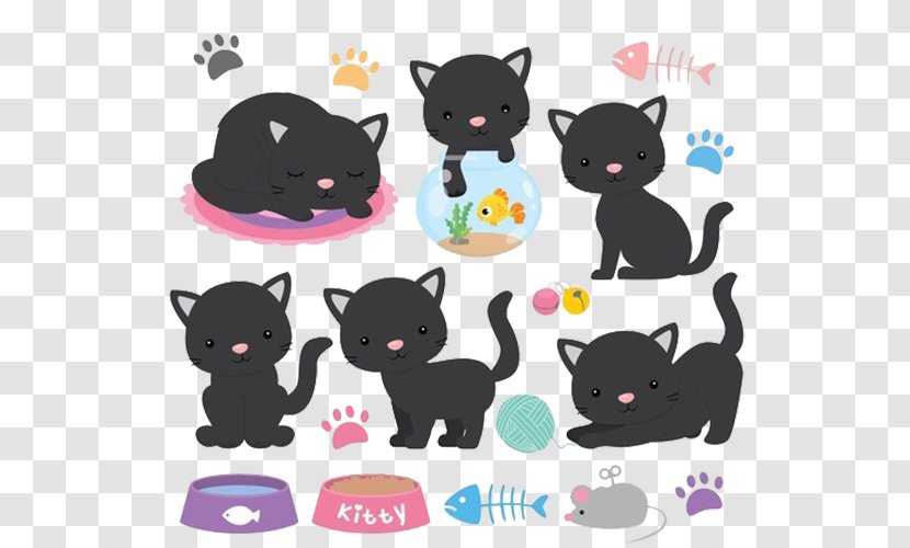 Black Cat Kitten Butts Clip Art - Background Transparent PNG