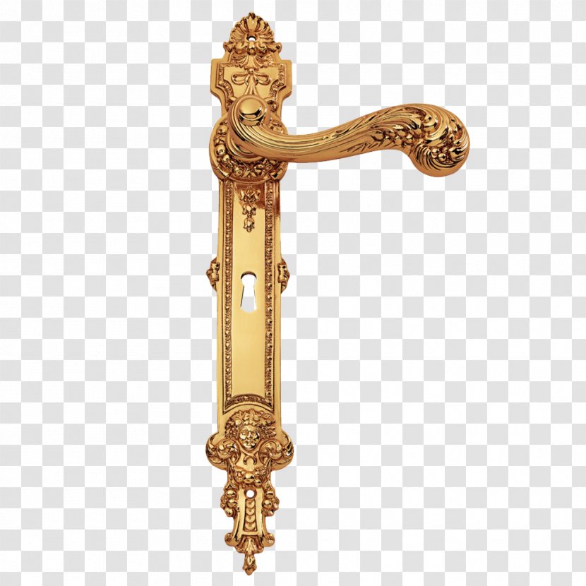 Brass Door Handle Italy Baroque - Metal Transparent PNG