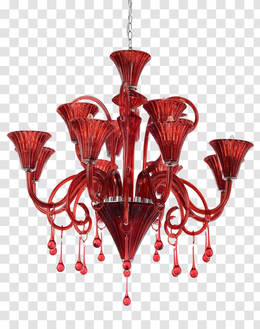 Lighting Chandelier Crystal Light Fixture - Dining Room - Red Ceiling Lamp Transparent PNG