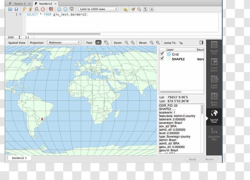 Map MySQL Workbench Spatial Database View - Software - Geometric Transparent PNG