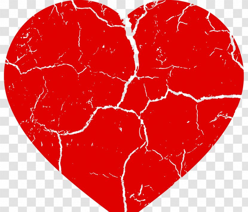 Broken Red Heart - Flower - Silhouette Transparent PNG