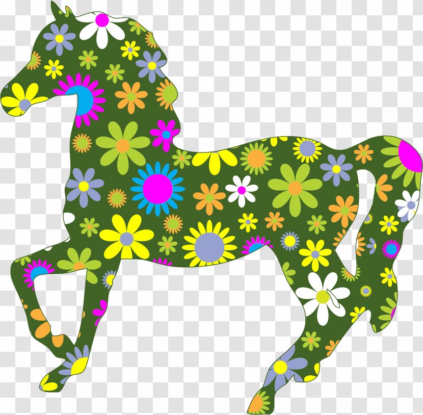 Horse Flower Clip Art - Floral Design - Green Cliparts Transparent PNG
