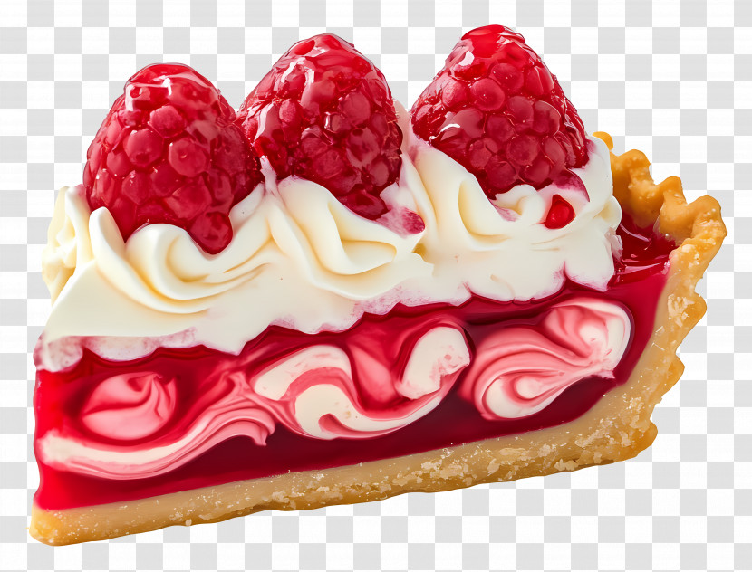 Slice Of Raspberry Dessert - Raspberry Tart Slice With Cream Transparent PNG