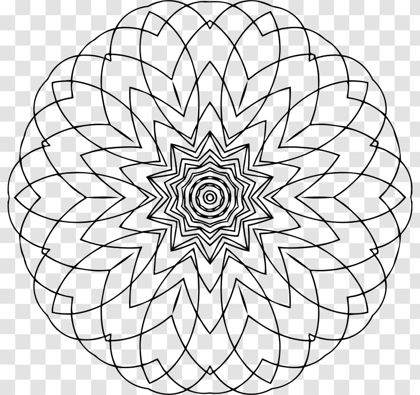 Circle Symmetry Line Art Point Pattern - Black And White Transparent PNG