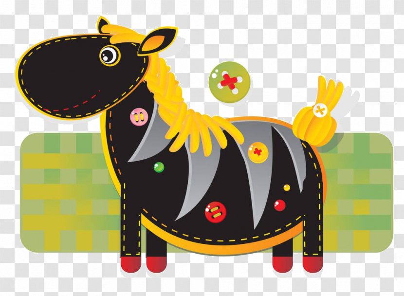 Textile Drawing Sewing Illustration - Cartoon Horse Material Transparent PNG