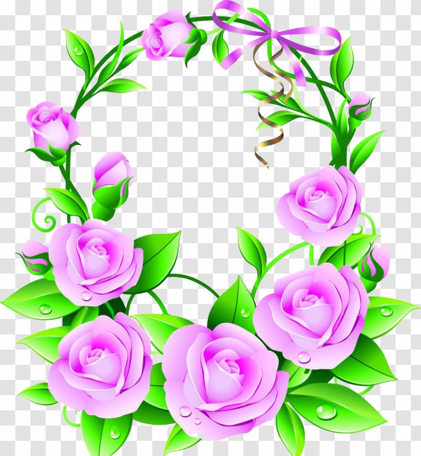 Flower Euclidean Vector Clip Art - Flora - Pink Flowers And Wreaths Transparent PNG