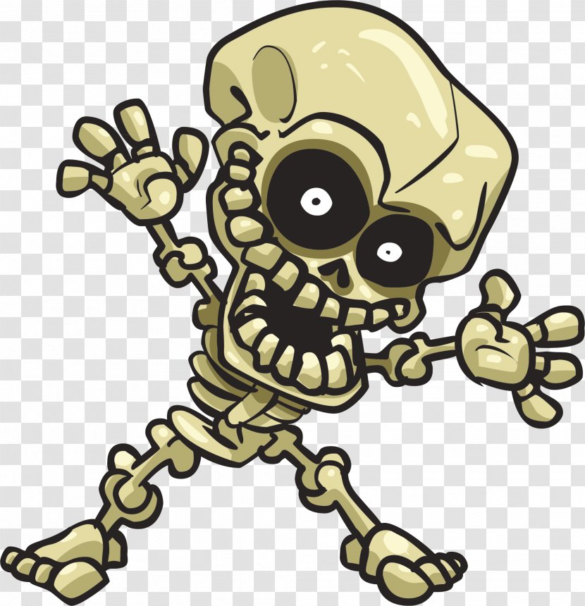 Cartoon Human Skeleton Clip Art - Happy Skull Transparent PNG