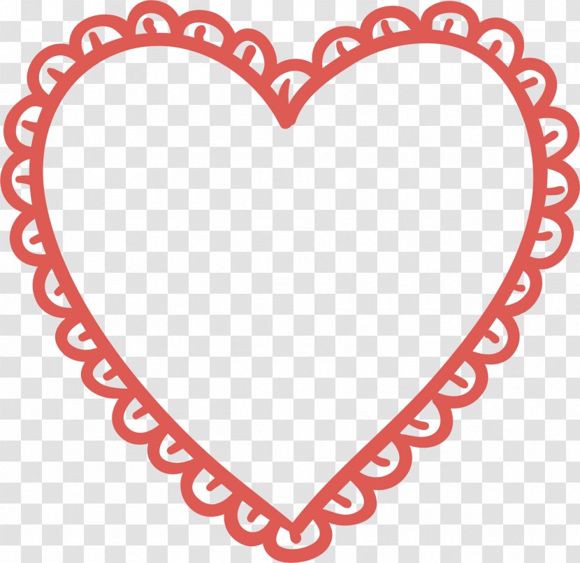 Valentines Day Heart Black And White Clip Art - Frame - Lace Transparent PNG