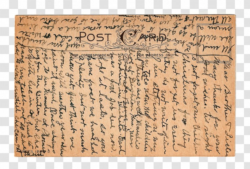 Vintage Post Cards Distressing - Letter - Postcard Back Transparent PNG