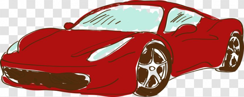 Ferrari Sports Car Supercar Ford Focus - Model - Cartoon Painted Transparent PNG
