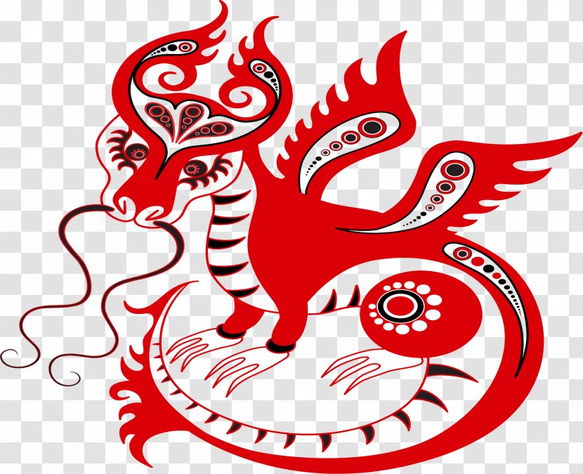 Chinese Dragon Totem - Artwork - Red Fire Transparent PNG