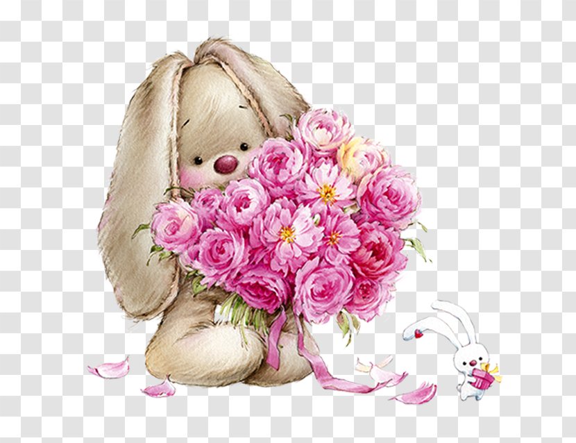 Leporids Rabbit Drawing - Cut Flowers Transparent PNG