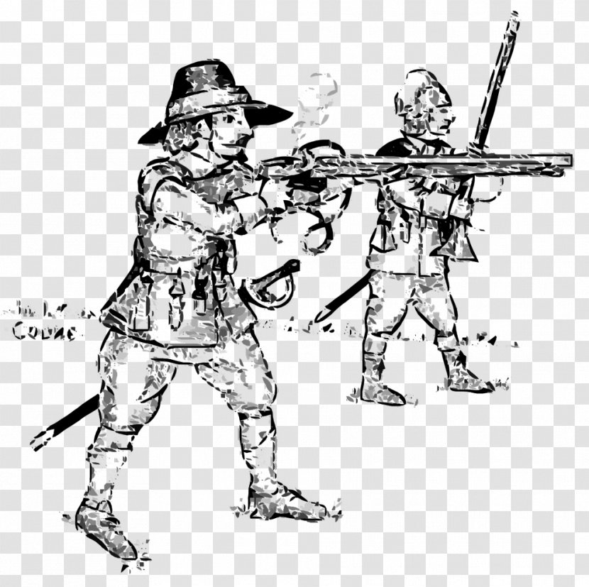 Drawing Cartoon English Civil War Soldier England - Cold Weapon Transparent PNG
