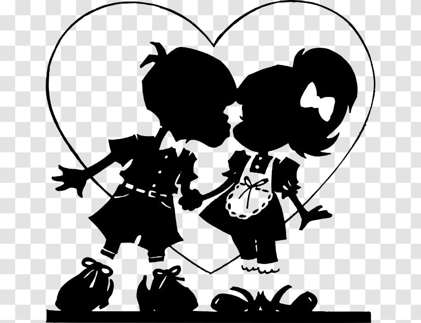 Silhouette Valentines Day Clip Art - Heart - Cartoon Doll Paper-cut Transparent PNG