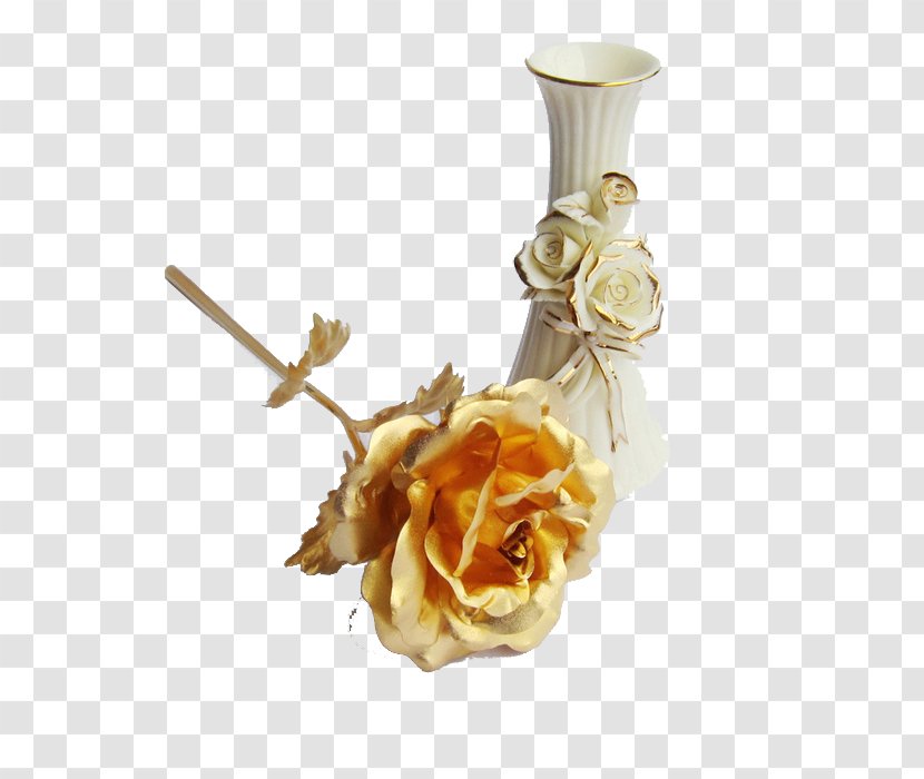 Beach Rose Gold Leaf Gift Flower - Golden Transparent PNG
