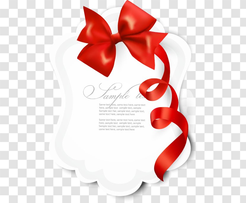 Gift Ribbon Red Illustration - Bow Letter Card Transparent PNG