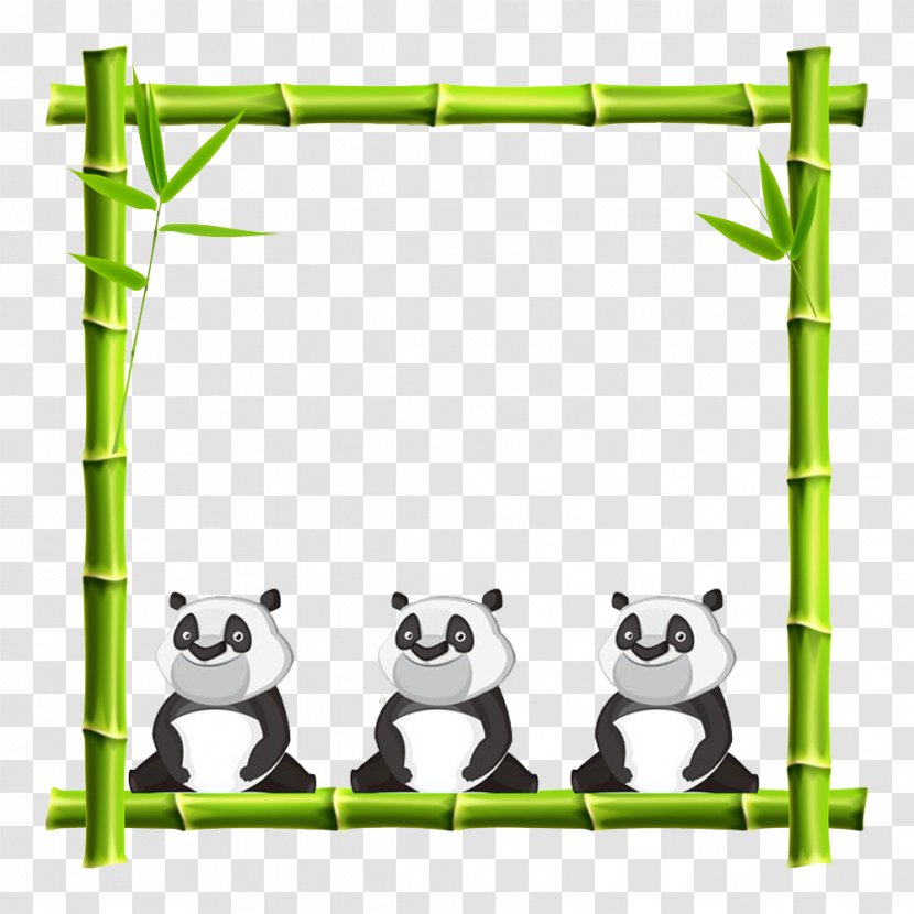 Giant Panda Picture Frame Bamboo Clip Art - Grass Transparent PNG