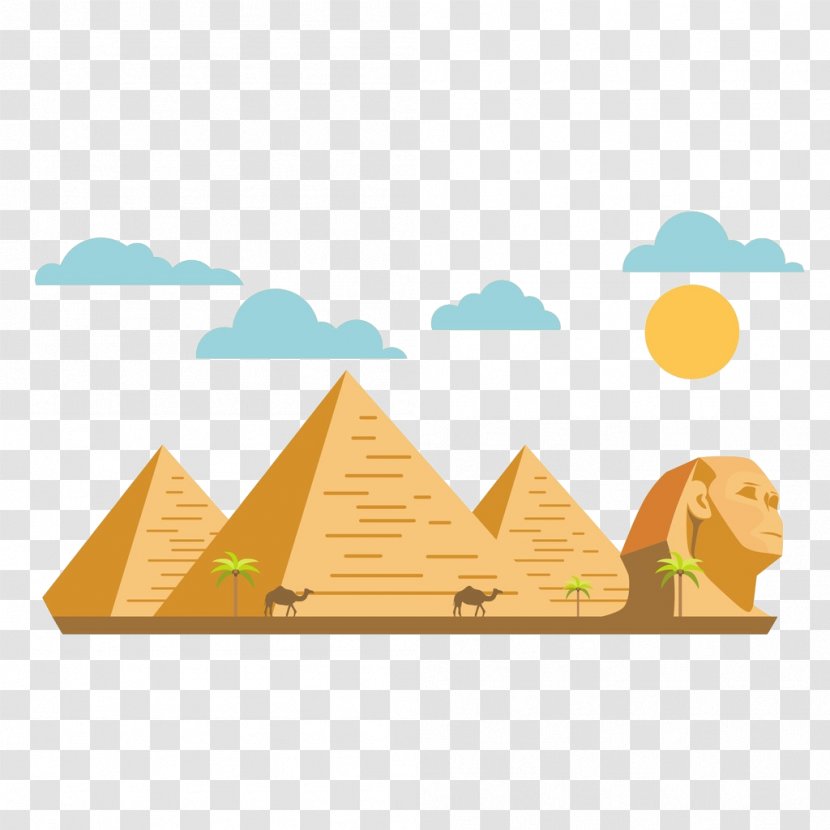 Great Sphinx Of Giza Egyptian Pyramids Pyramid Ancient Egypt - Cartoon Material Transparent PNG