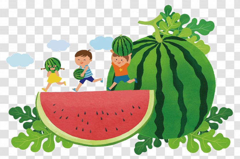 Watermelon Summer Illustration - Child - Cartoon Holding Background Transparent PNG