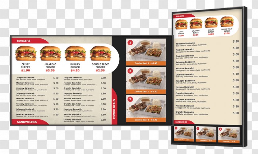 Fast Food Menu Restaurant Papa John's Digital Signs - Price Transparent PNG