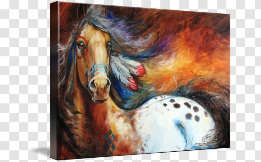 Horse Pony Oil Painting Art - Indian Warrior Transparent PNG