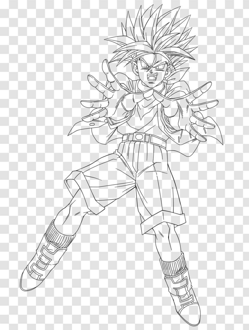 Line Art Trunks Goku Majin Buu Drawing Transparent PNG