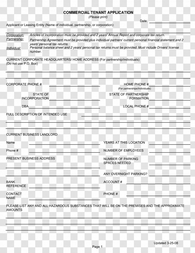 Template Form Microsoft Excel Spreadsheet Partnership - Computer Software - Commercial Real Estate Transparent PNG