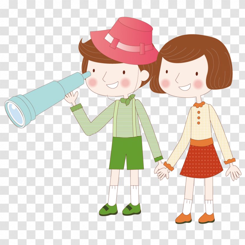 Telescope Observation - Heart - Couple Holding A Magnifying Glass Transparent PNG