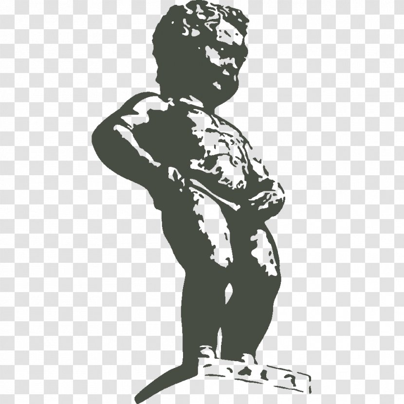 Manneken Pis Grand Place Statue Drawing Sculpture - Silhouette - One-piece Logo Transparent PNG