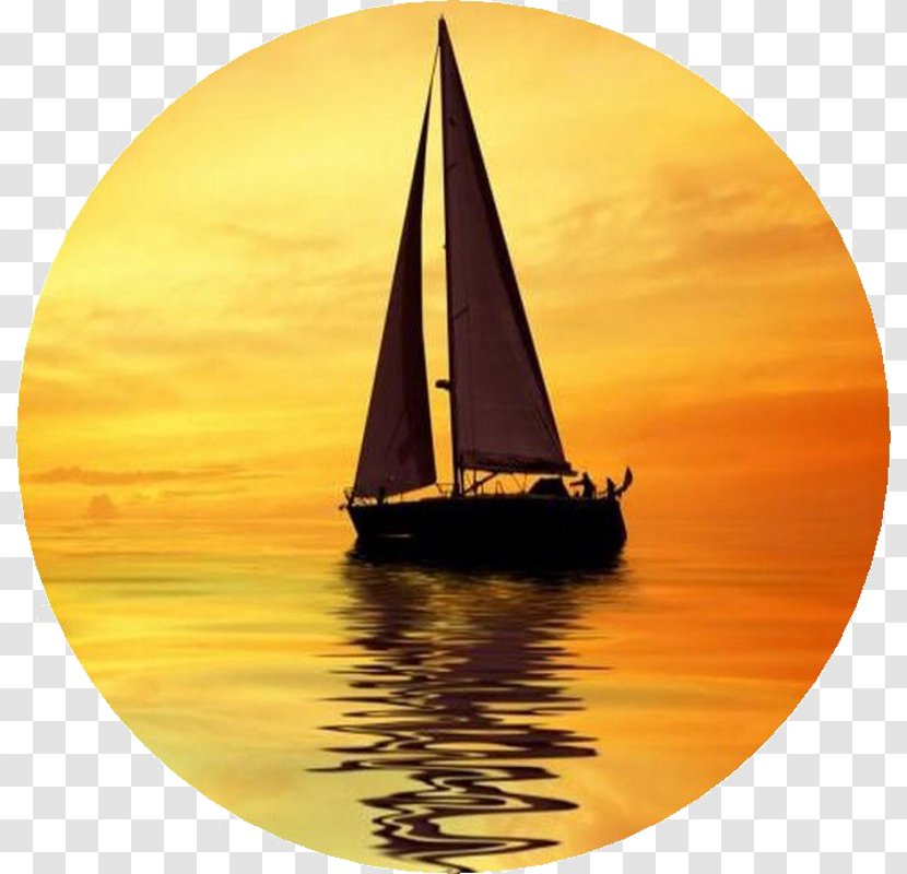 Sailboat Sailing Ship - Yacht - Sunset Transparent PNG