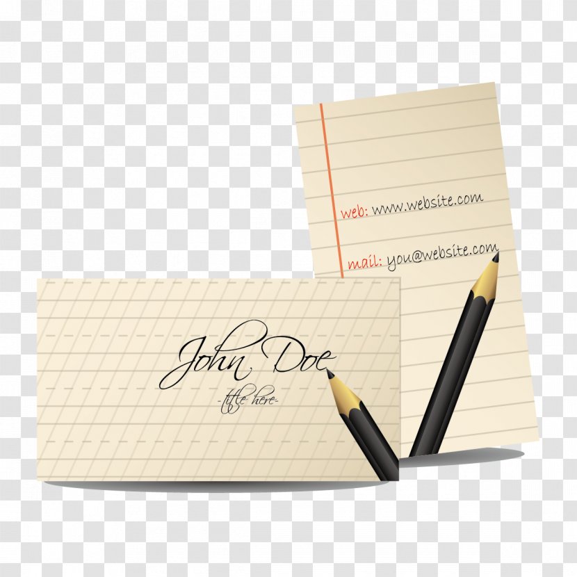 Paper Business Card Pencil - Vector Pen And Transparent PNG