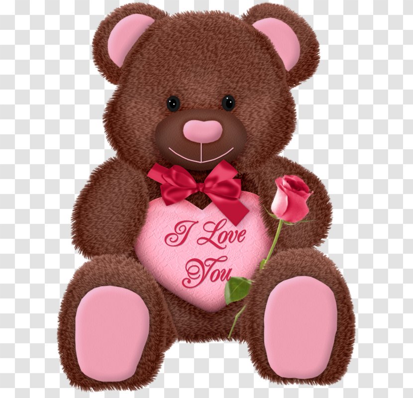Valentines Day Gift Clip Art - Heart - Brown Cartoon Bear Transparent PNG