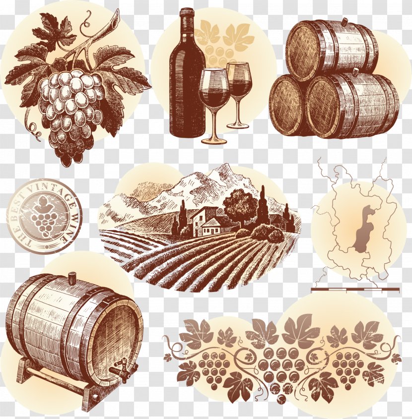 Wine Common Grape Vine Royalty-free Drawing - Hand-painted Elements Vector Red Transparent PNG