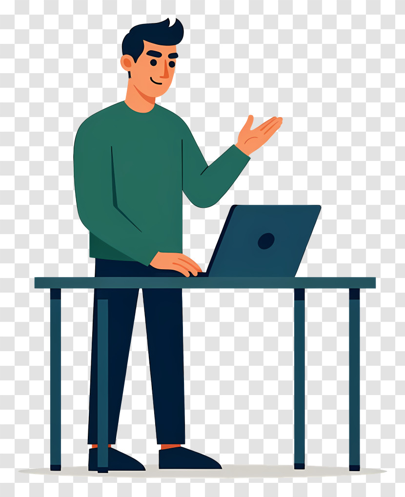 Casual Office Worker With Laptop Transparent PNG