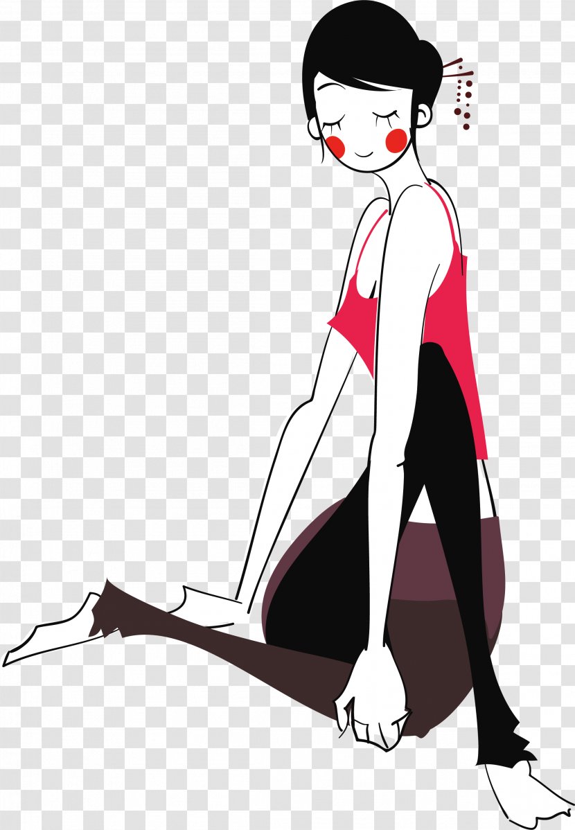 Animation Illustration - Cartoon - Lovely Yoga Figure Transparent PNG
