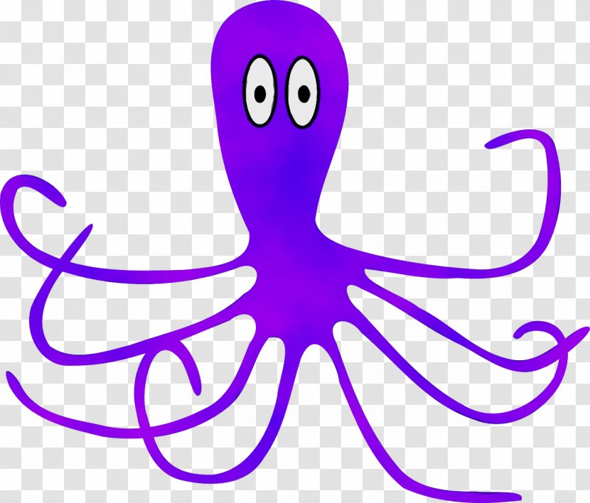 Octopus Purple Violet Pink Line - Watercolor - Magenta Transparent PNG