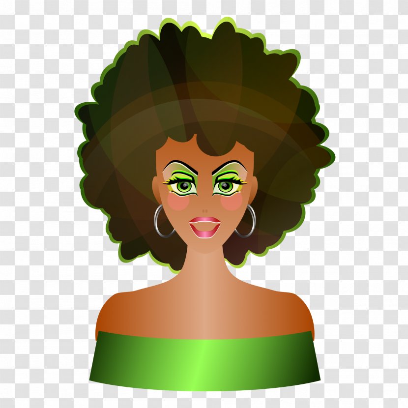 Afro-textured Hair Clip Art - Flower - Natural Women Cliparts Transparent PNG