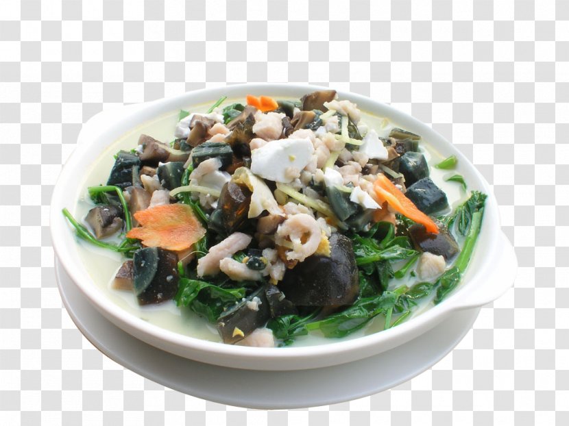 Spinach Salad Stock Vegetable Egg Food - Dish - Gold And Silver Soup Shoots Picture Material Transparent PNG