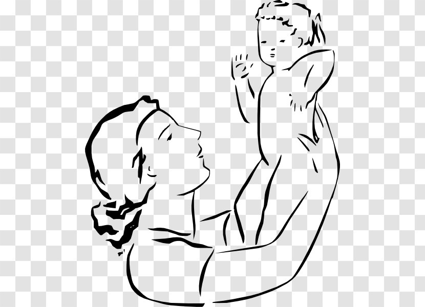 Mother Child Line Art Clip - Frame - Mom And Baby Cartoon Transparent PNG