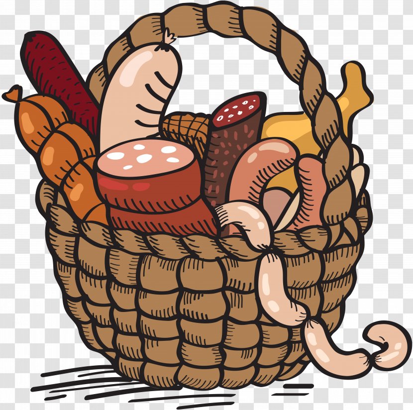 Picnic Baskets Cartoon Clip Art - Fruit - Sausage Transparent PNG